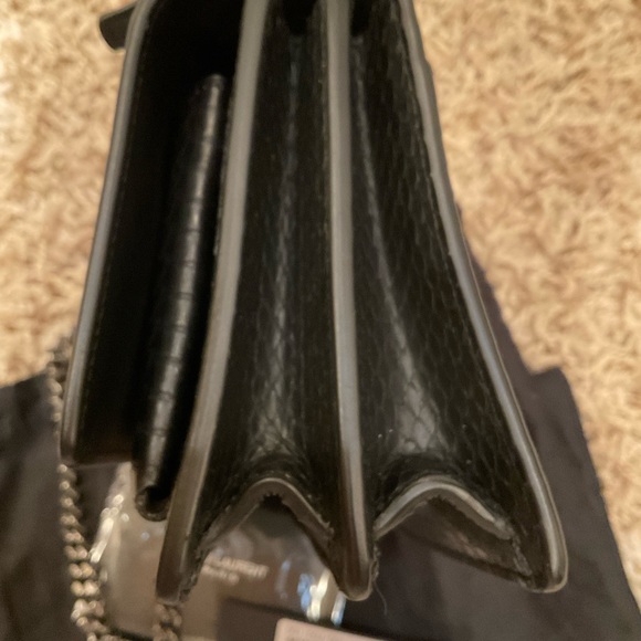 SAINT LAURENT BLACK/ CREAM STRIPED SNAKESKIN CROSSBODY PEWTER COLOR CHAIN - Picture 8 of 8